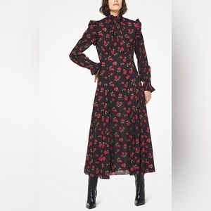 Michael Kors Collection Rose Crushed Georgette Dress Fall 2018 Size 14 NWT